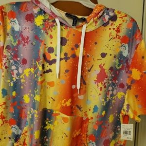 Paint splash colorful short sleeve hoodie